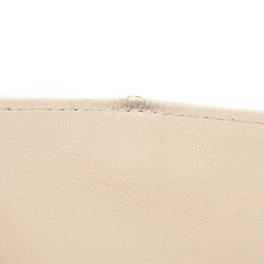 Crumpled Calfskin Quilted Medium Double Flap White