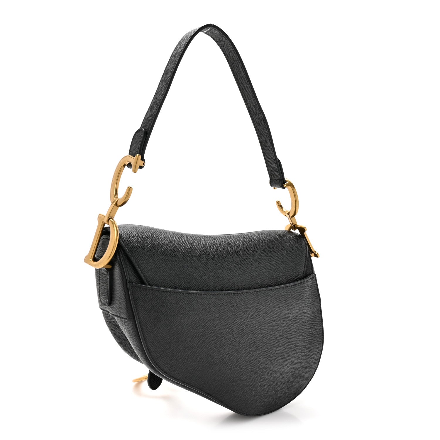 Grained Calfskin Saddle Bag Black