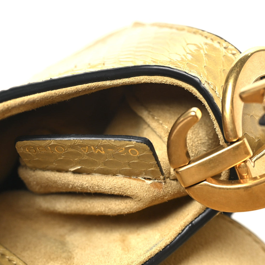 Snakeskin Mini Saddle Bag Green