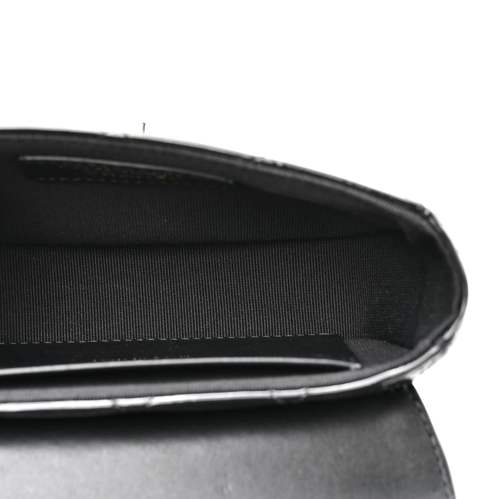 Patent Calfskin Quilted Mini Flap Black