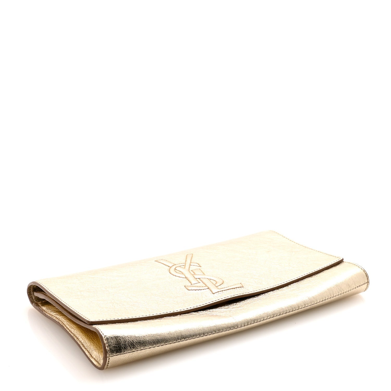 Metallic Calfskin Monogram Large Belle De Jour Clutch Gold