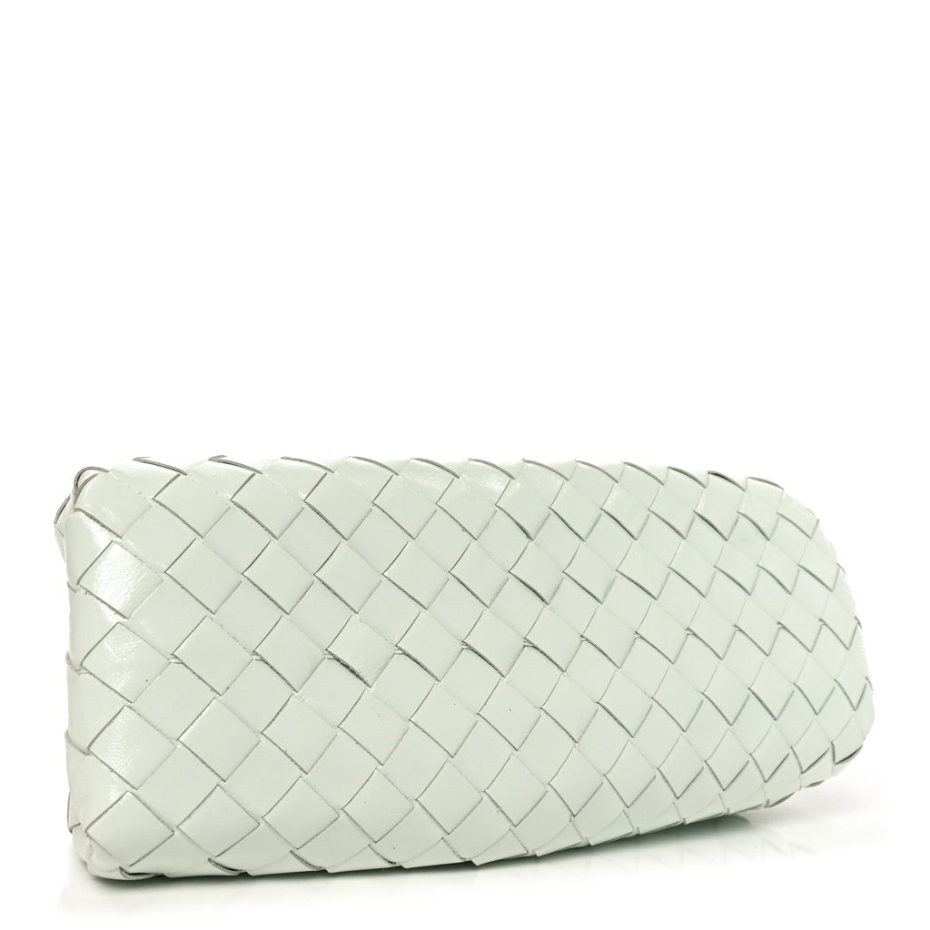 Patent Calfskin Intrecciato Teen Pouch Glacier