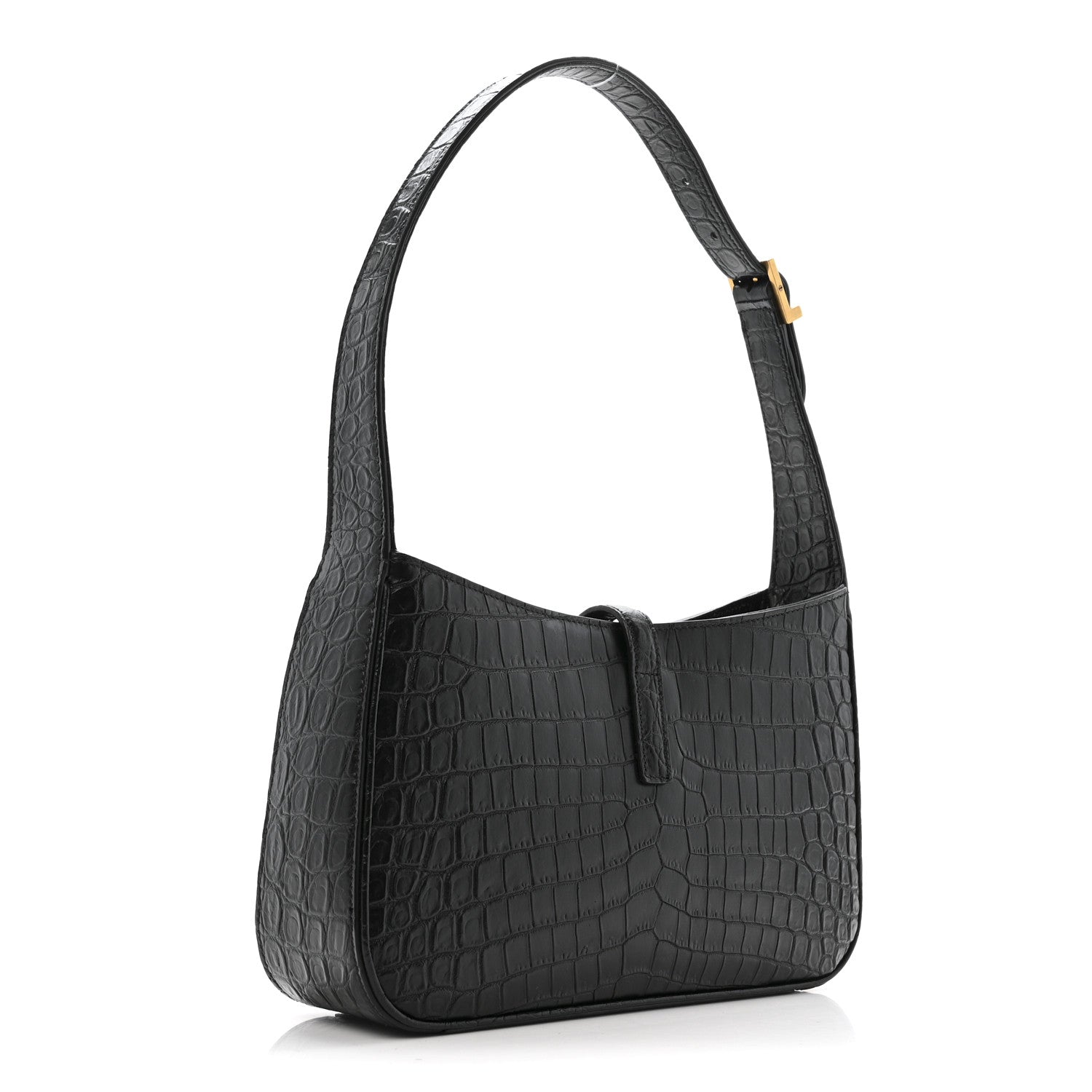 Calfskin Crocodile Embossed Le 5 A 7 Hobo Black