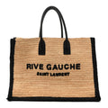 Raffia Calfskin Rive Gauche Tote Naturale Black