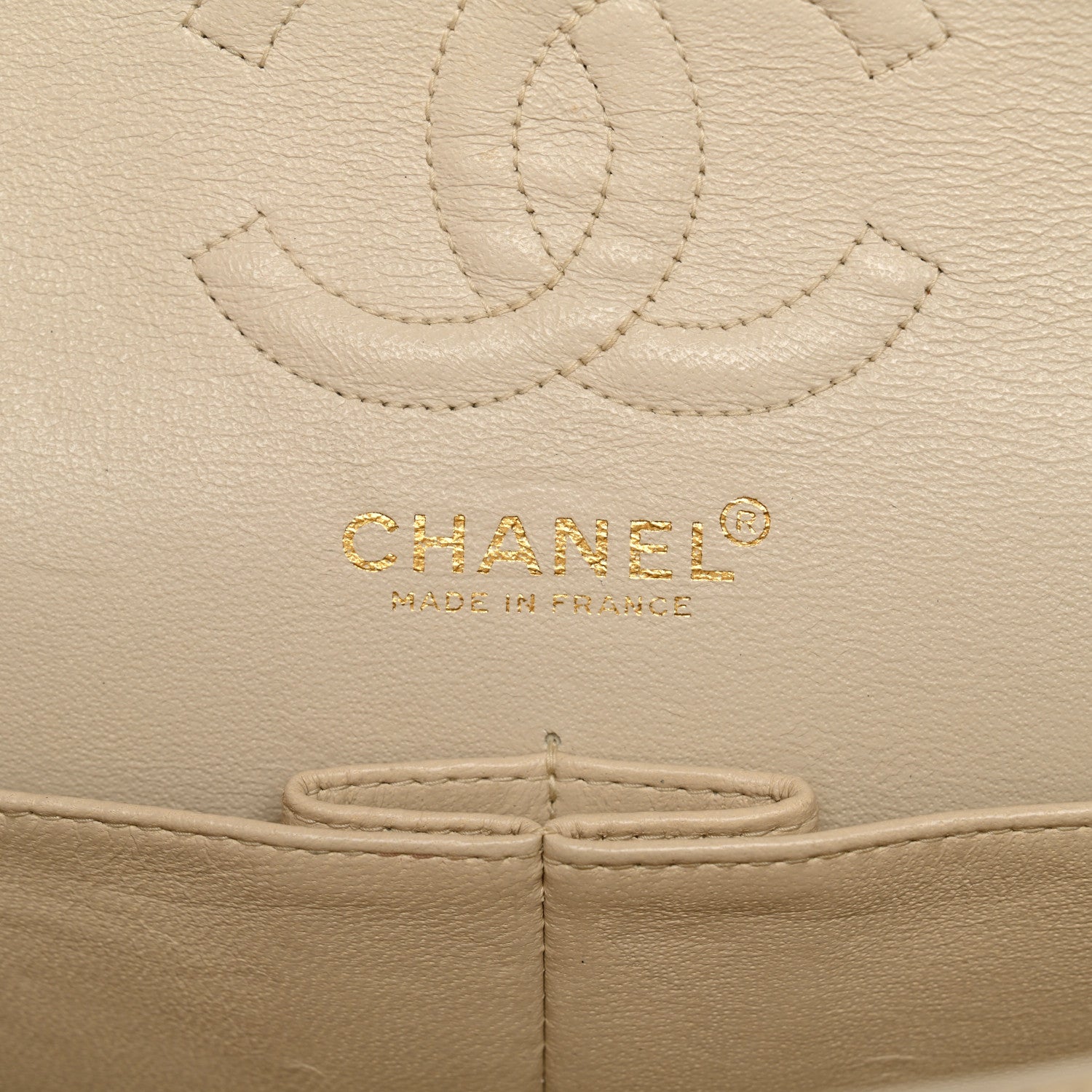 Caviar Quilted Small Double Flap Beige
