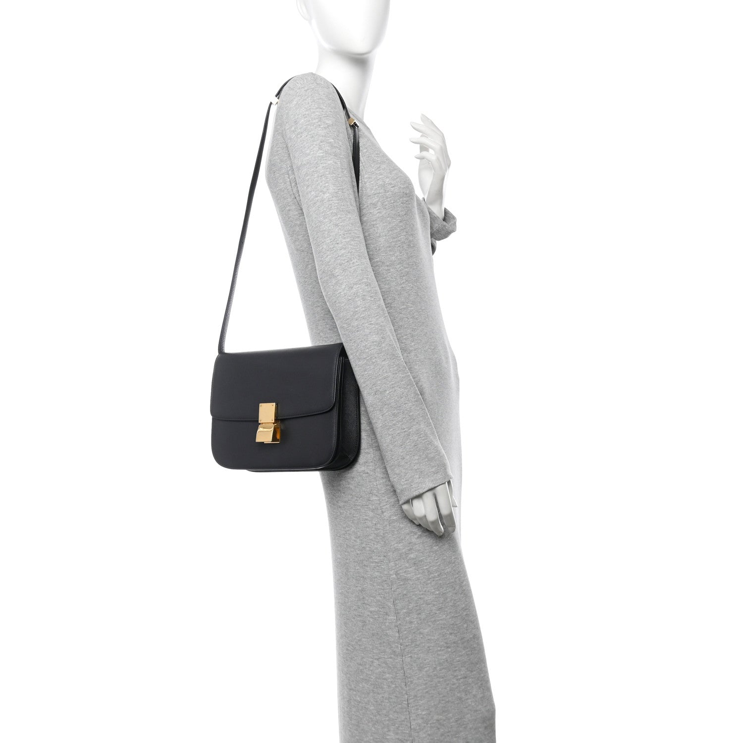 Liege Calfskin Medium Classic Box Flap Bag Black
