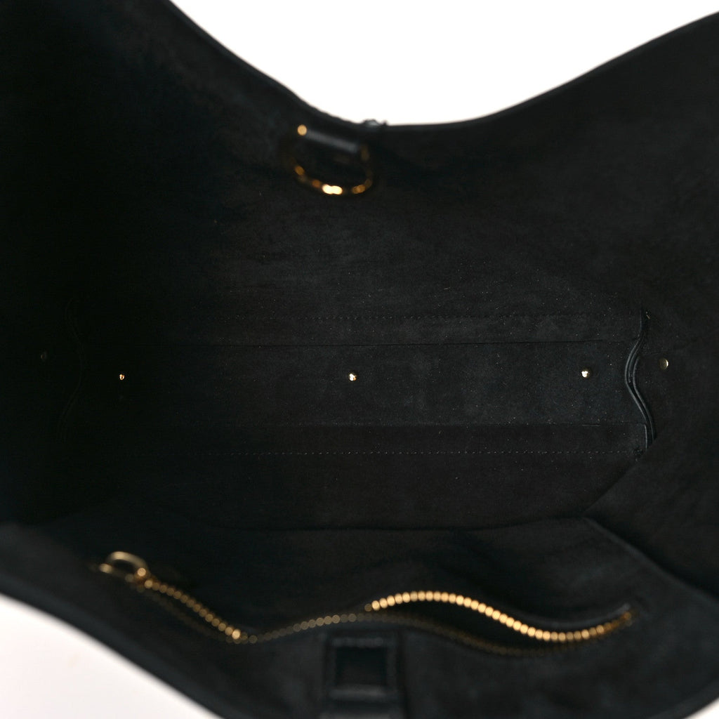Shiny Calfskin Small Marcie Hobo Bag Black