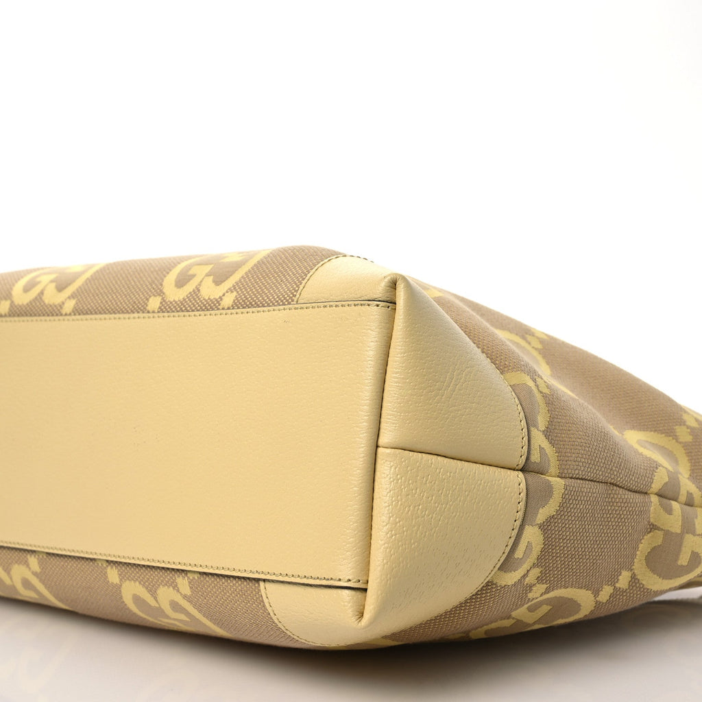 Monogram Jumbo GG Textured Dollar Calfskin Medium Ophidia Shopping Tote Beige Banana