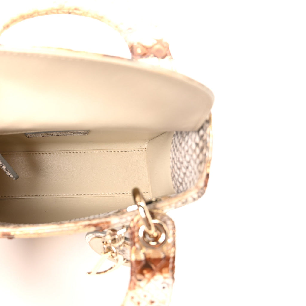 Snakeskin Mini Lady Dior Beige Gold