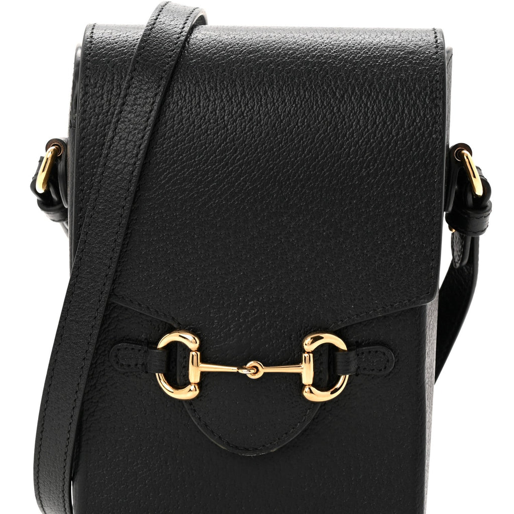 Dollar Calfskin Vertical Horsebit 1955 Crossbody Bag Black