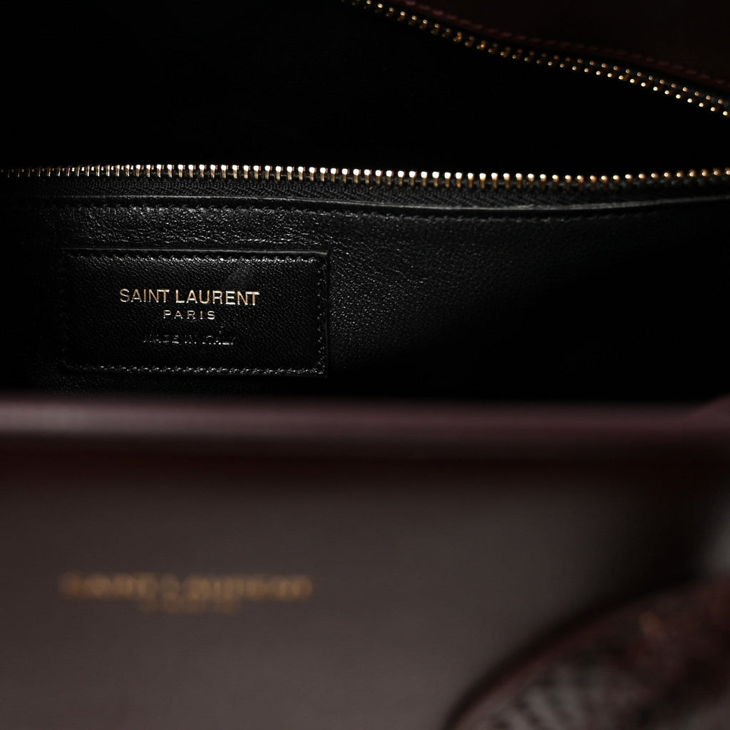 Calfskin Snakeskin Small Sac De Jour Burgundy
