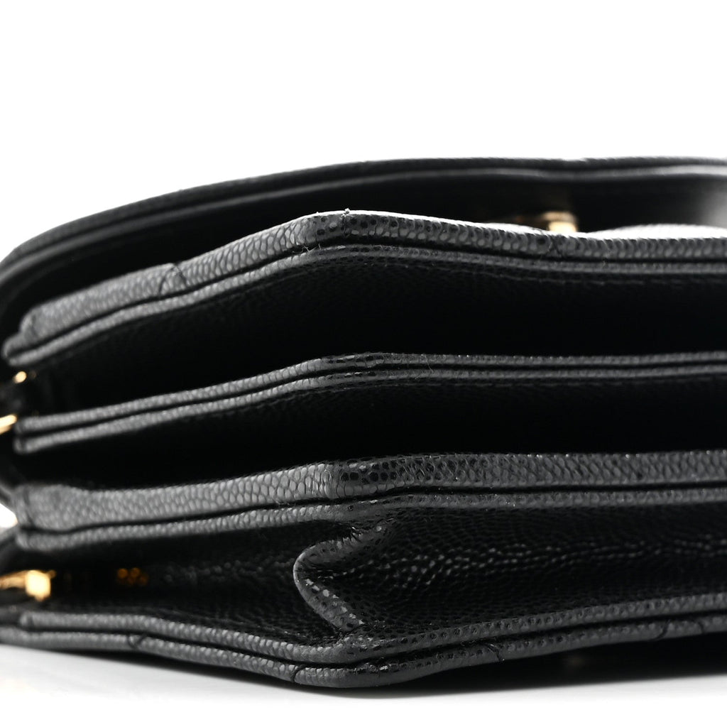 Caviar Quilted Clutch With Chain Black