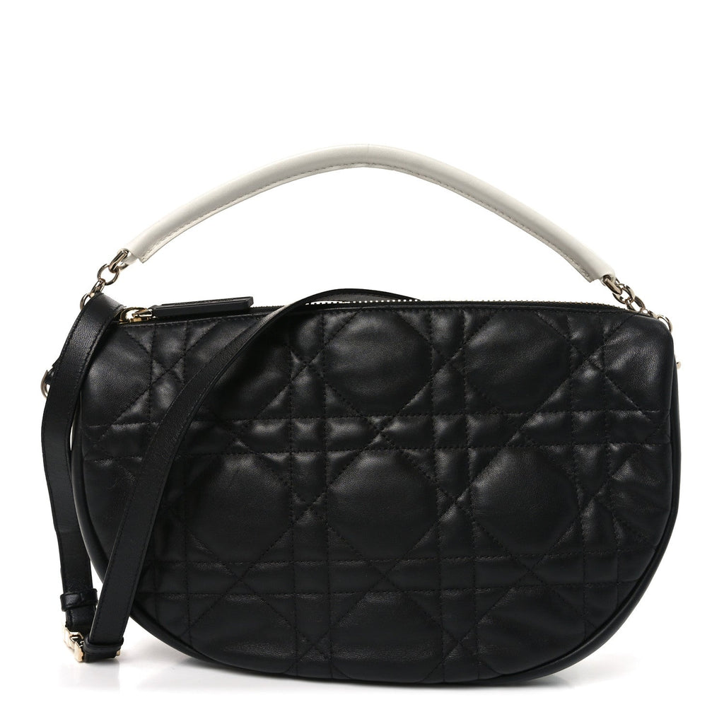 Lambskin Cannage Medium Dior Vibe Hobo Bag Black