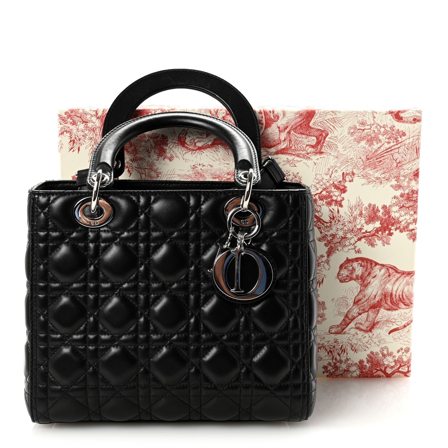 Lambskin Cannage Medium Lady Dior Black