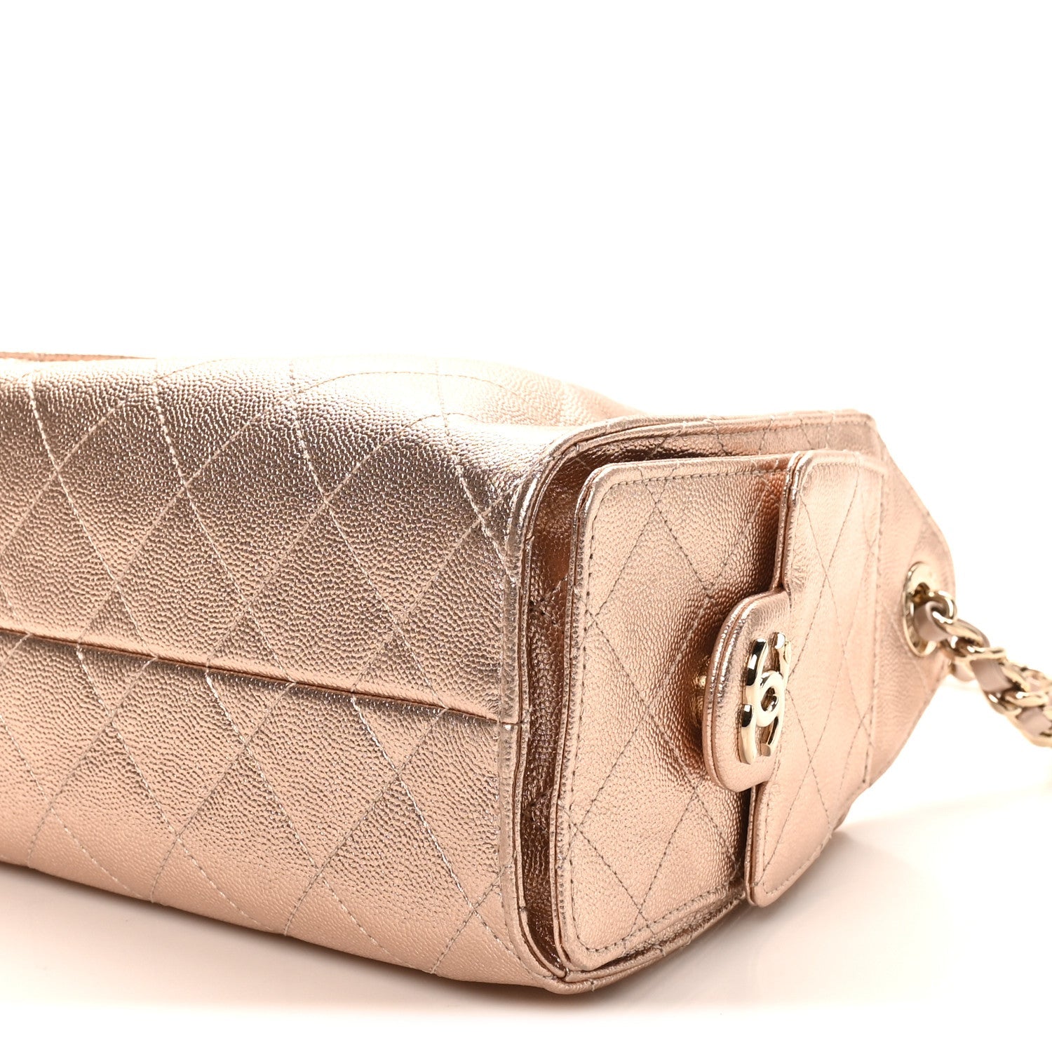 Metallic Caviar Quilted Mini Chanel 25 Handbag Copper