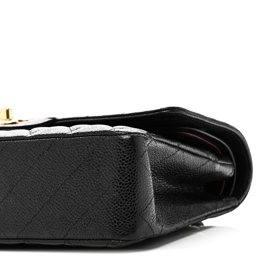 Caviar Quilted Medium Double Flap Black
