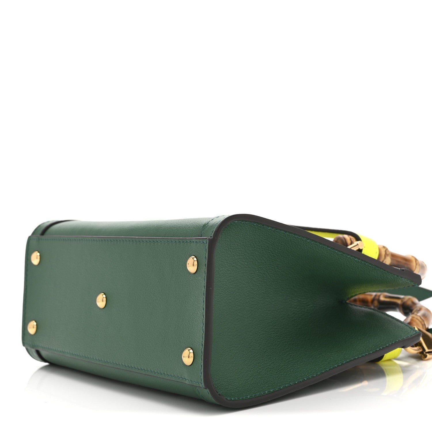 Wonka Grain Calfskin Mini Diana Tote Bag Green Yellow Fluo
