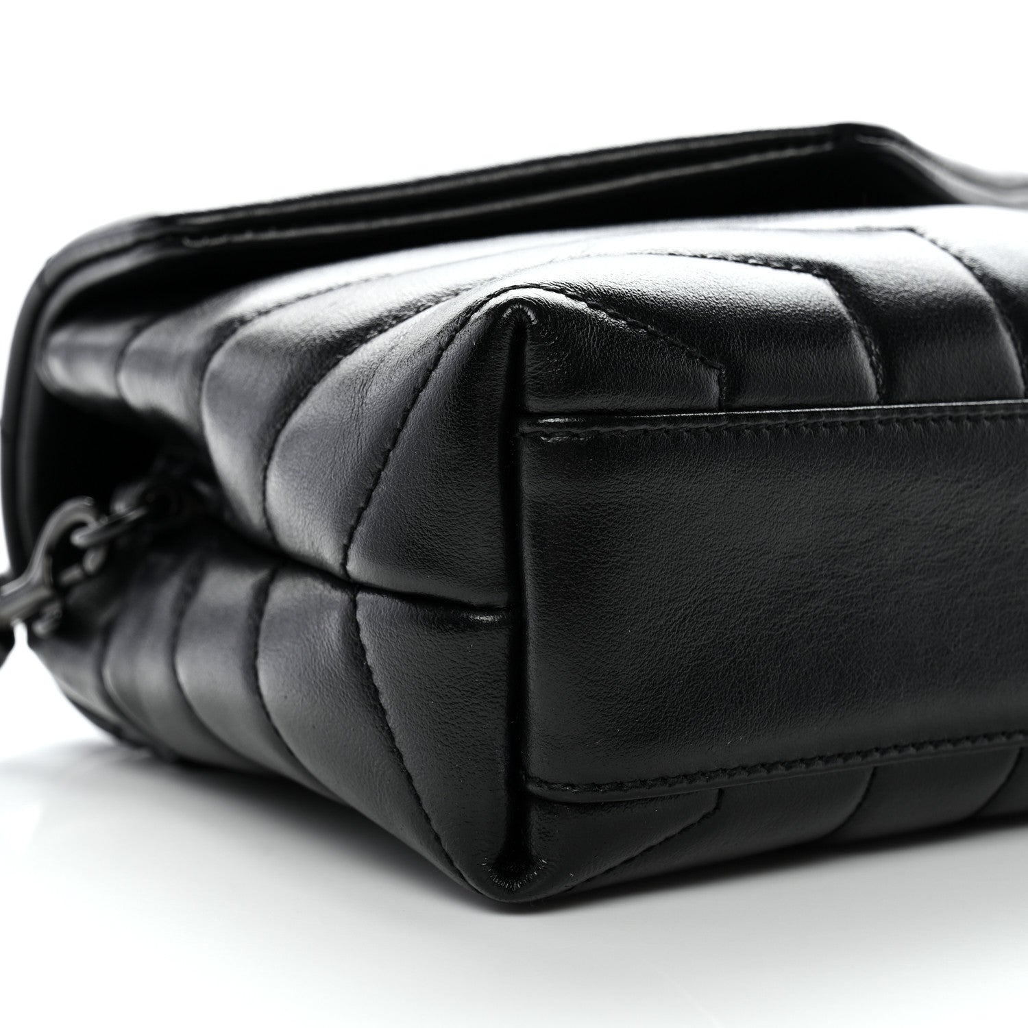Calfskin Y Quilted Monogram Monochrome Toy Loulou Crossbody Bag Black