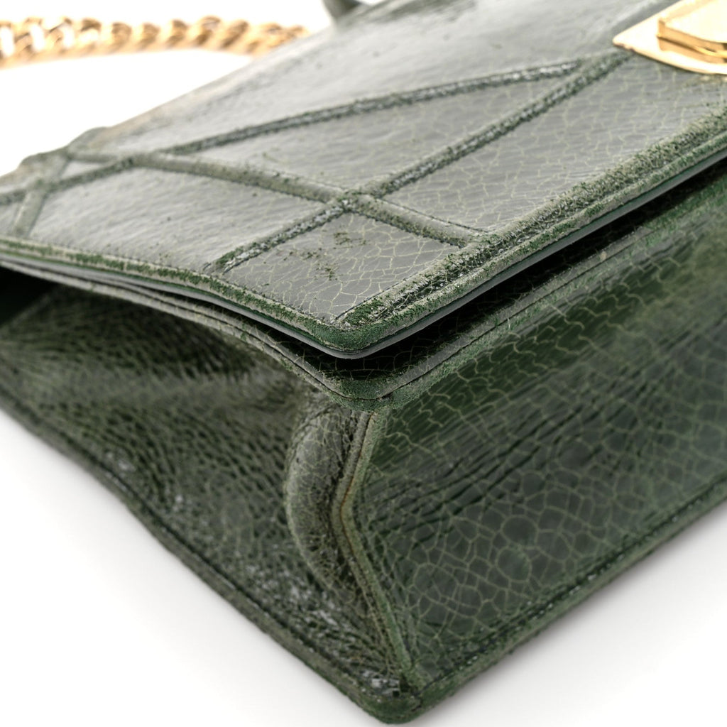 Ceramic Effect Deerskin Large Diorama Flap Bag Malachite Green