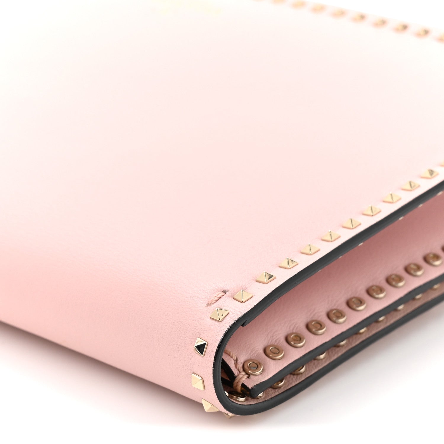 Nappa Micro Rockstud Wristlet Clutch Water Rose