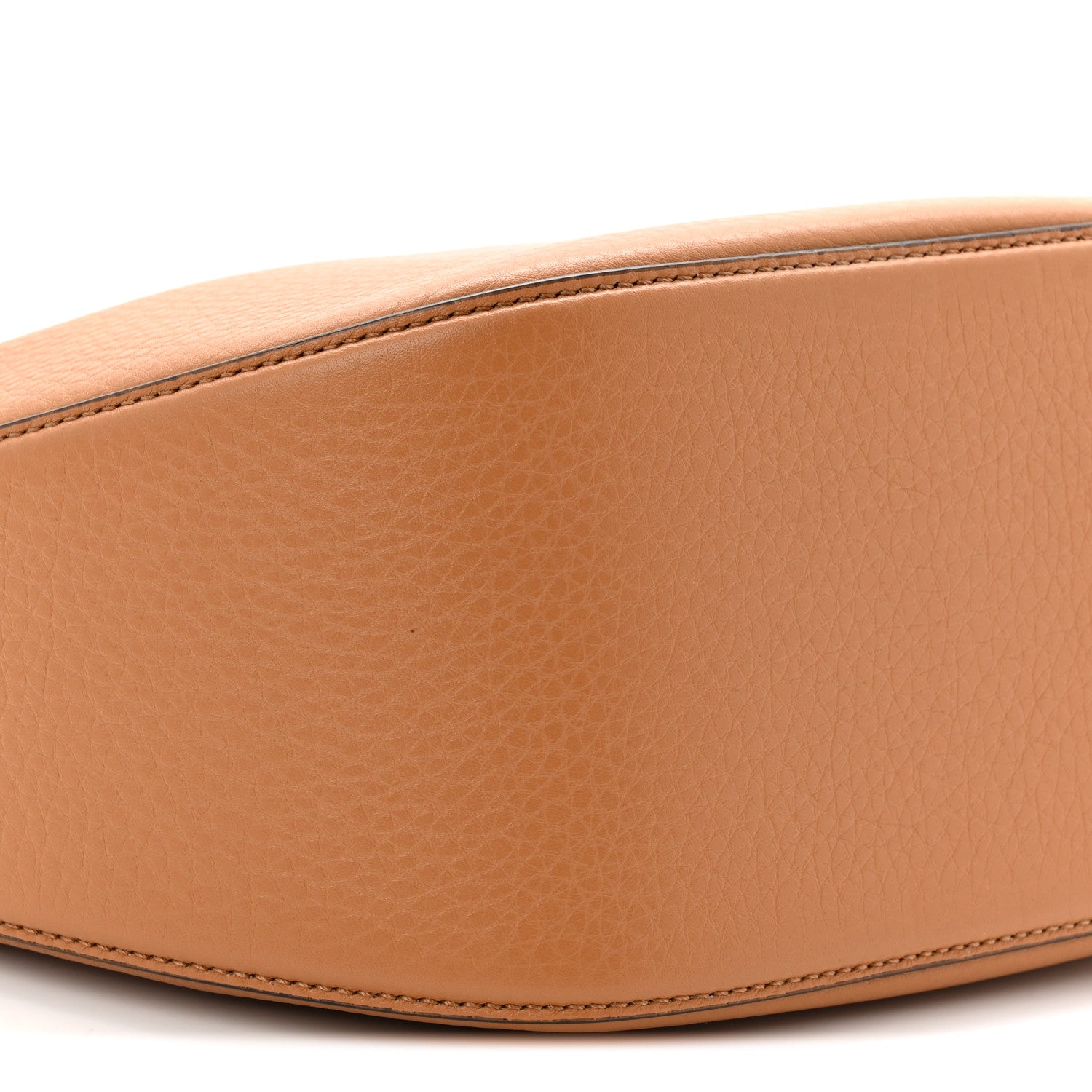 Grainy Calfskin Small Vlogo Moon Hobo Bag Saddle Brown