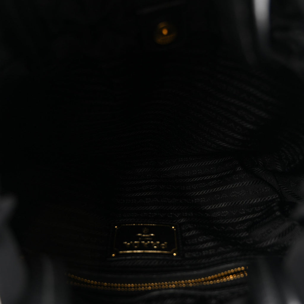 Tessuto Nylon Jacquard Logo Drawstring Tote Black