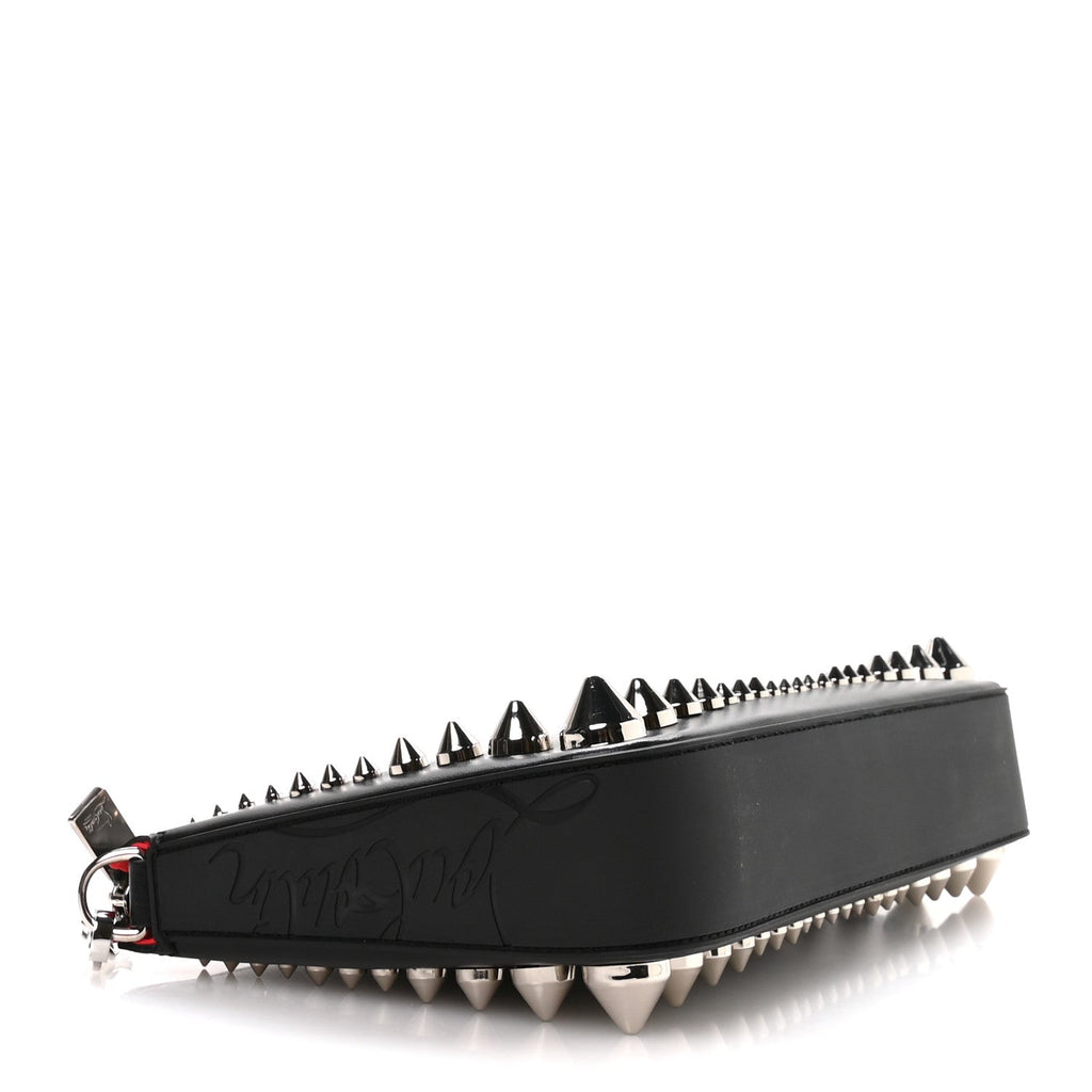 Calfskin Paris Spiked Loubila Chain Clutch Black