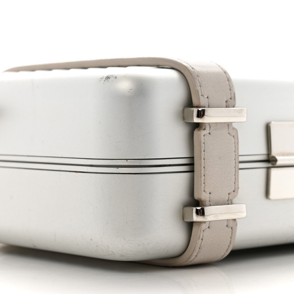 X RIMOWA Aluminum Personal Clutch On Strap Silver