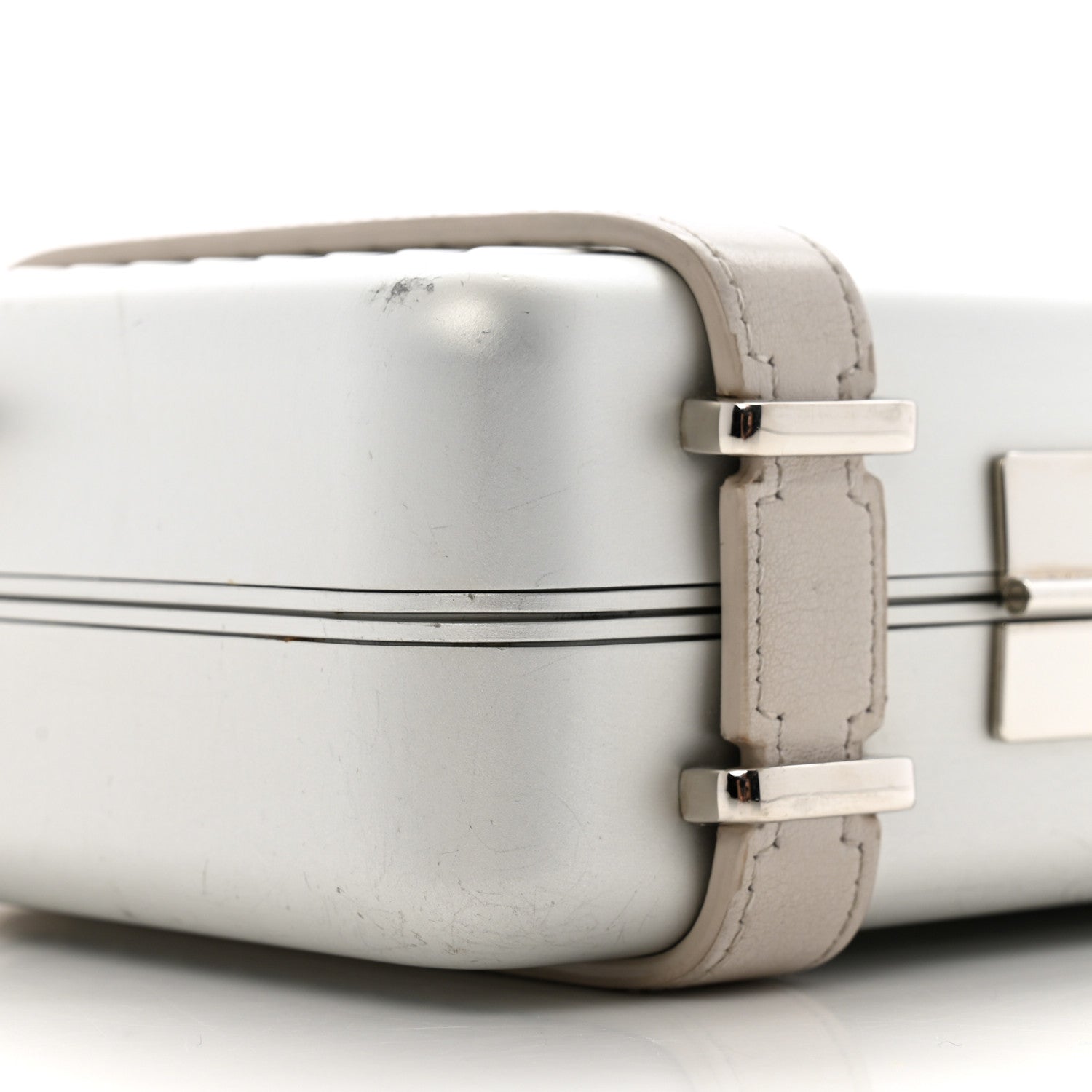 X RIMOWA Aluminum Personal Clutch On Strap Silver