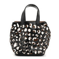 Calfskin Laser Cut Bucket Bag Black White