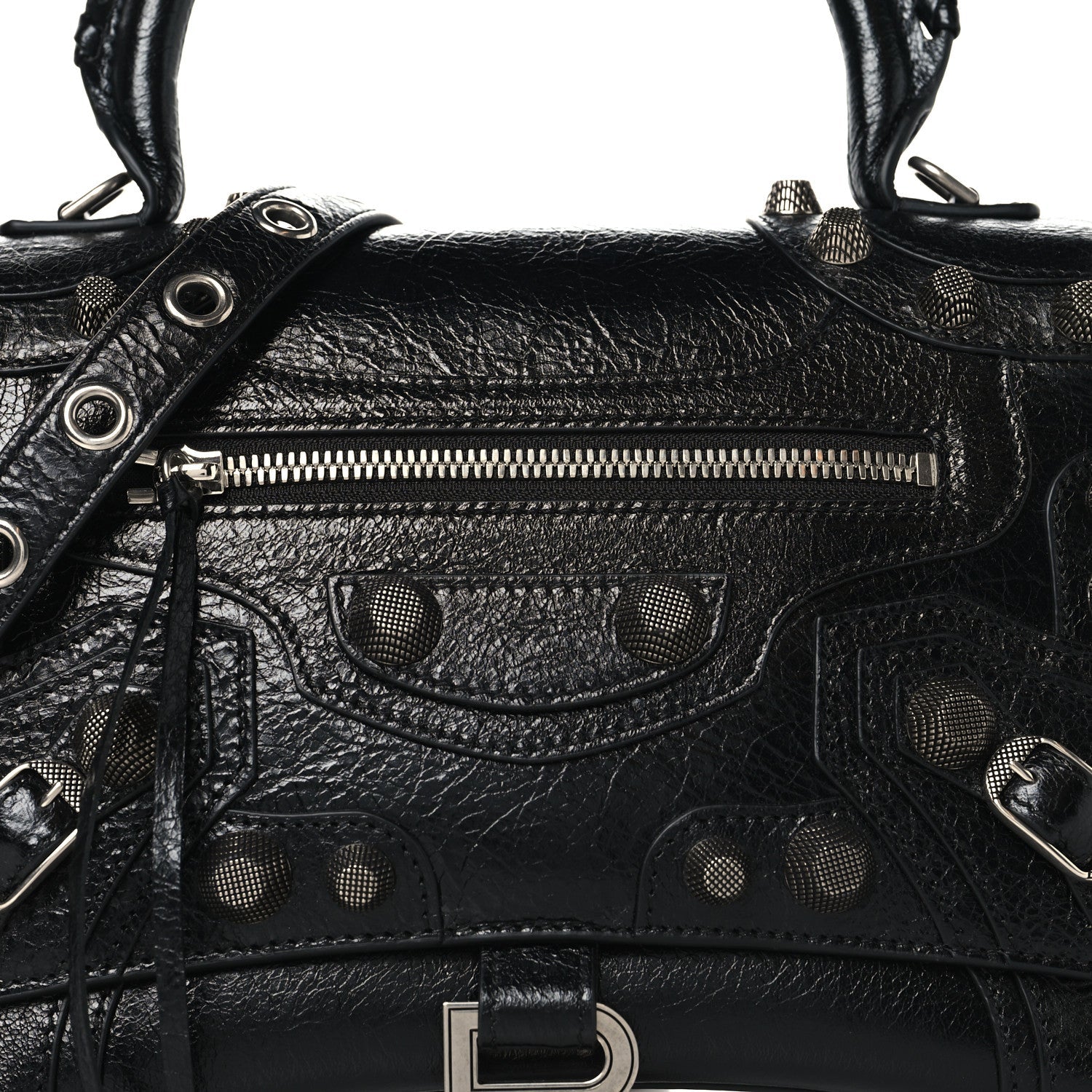 Arena Lambskin Medium Hourglass X Le Cagole Top Handle Bag Black