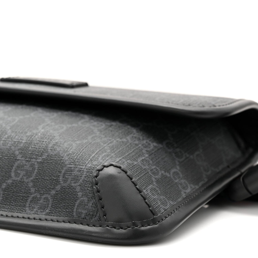 GG Supreme Monogram Web Slim Belt Bag Black Grey