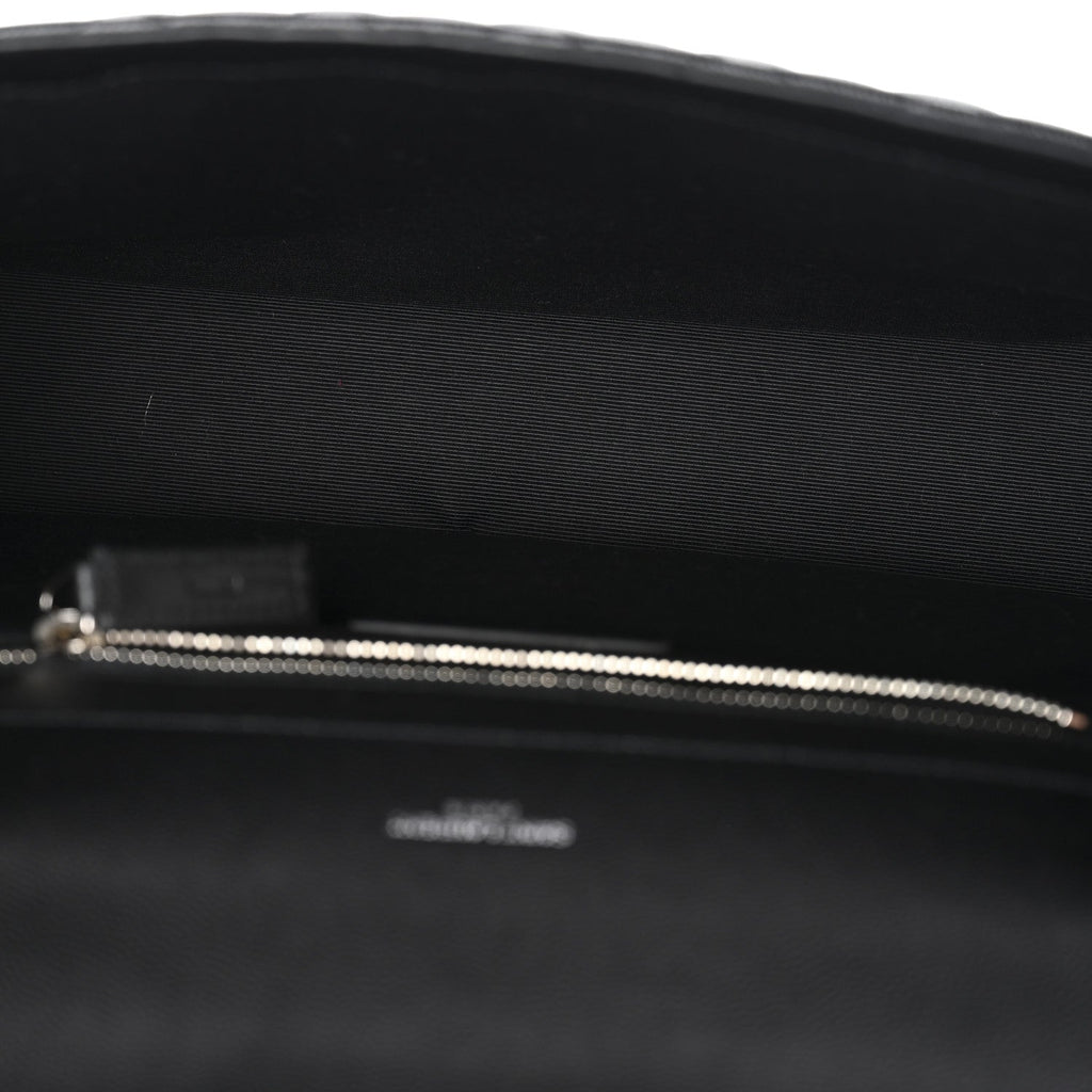 Grain De Poudre Textured Mixed Matelasse Large Triquilt Monogram Satchel Black