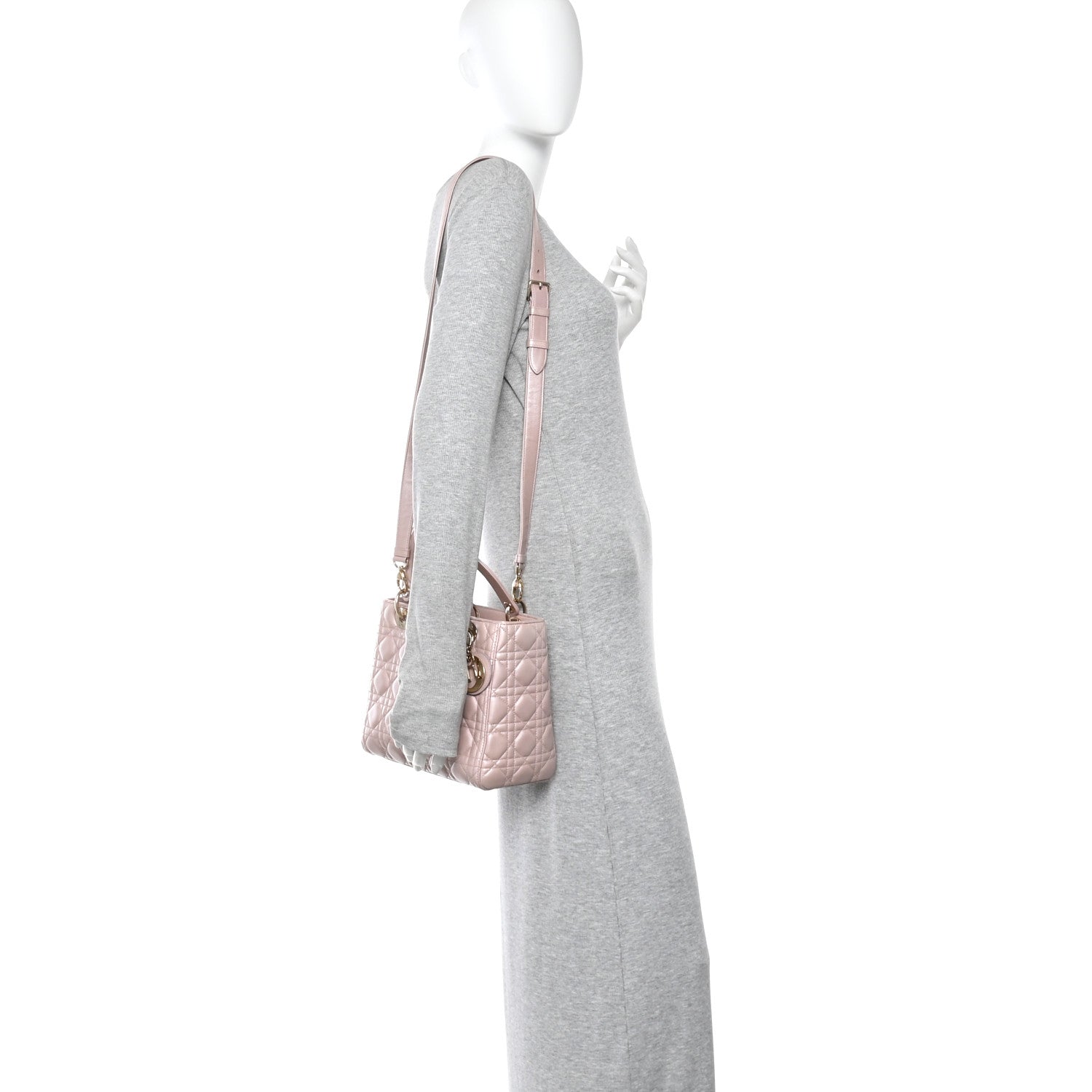 Pearly Lambskin Cannage Medium Lady Dior Lotus