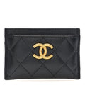 Caviar Quilted Textured CC  Holder Black