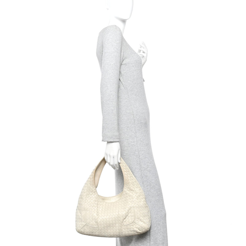 Nappa Intrecciato Ball Hobo White