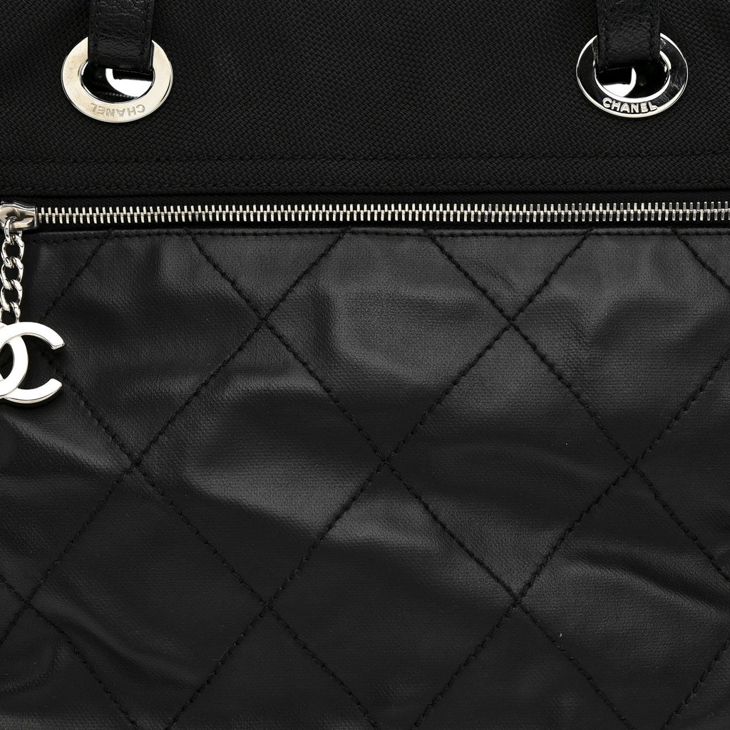 Coated Canvas Quilted Large Paris Biarritz Tote Black