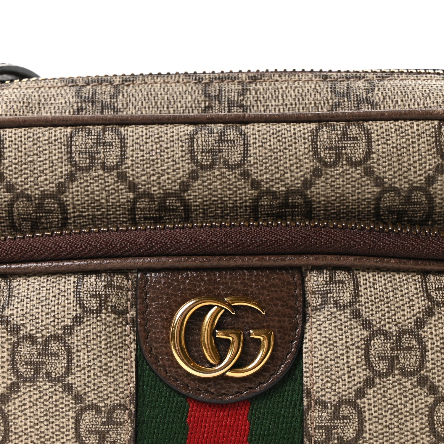 GG Supreme Monogram Textured Dollar Calfskin Web Mini Ophidia Convertible Shoulder Bag Beige Ebony New Acero