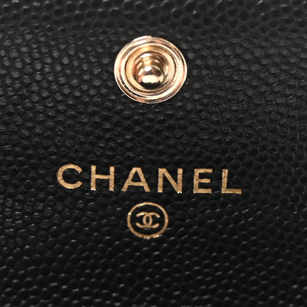 Caviar Quilted CC Flap  Holder Black