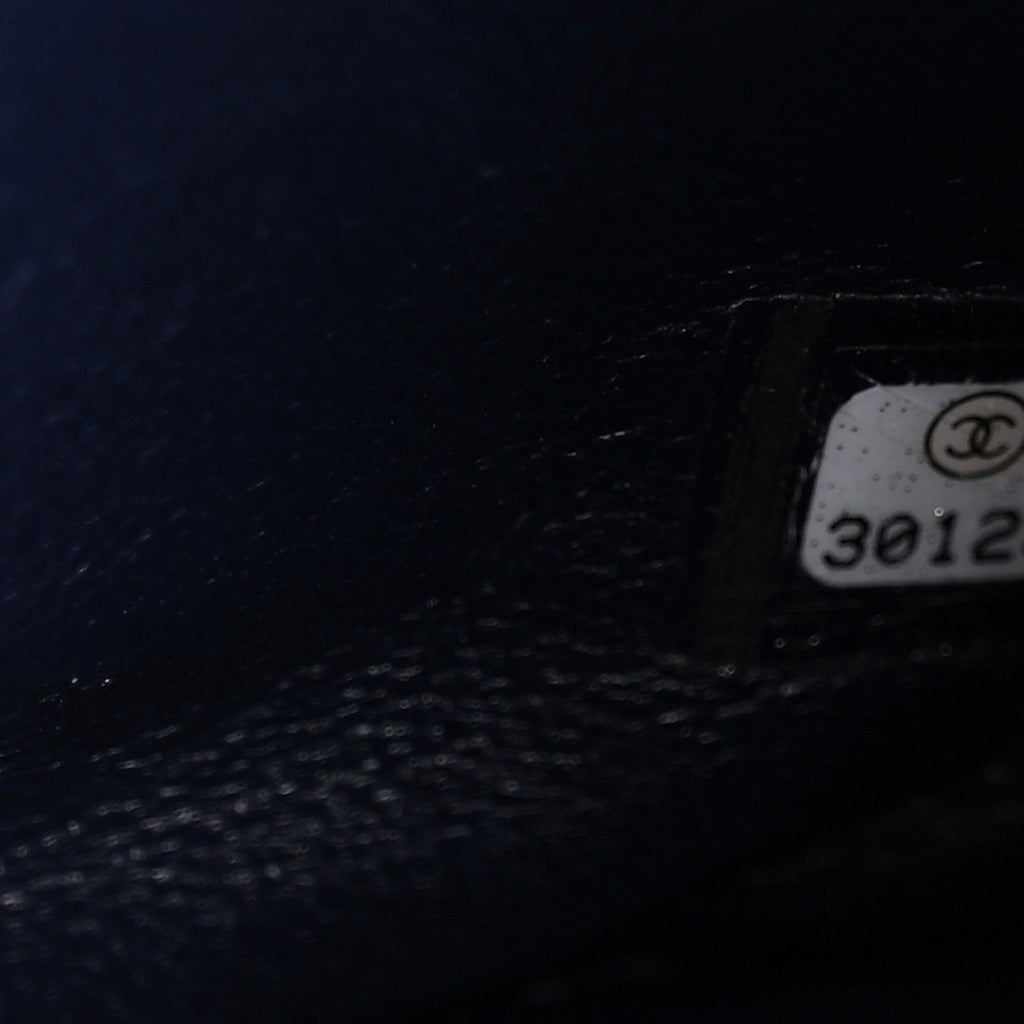 Tweed Sequin Timeless Classic Chained Double Flap Navy Blue