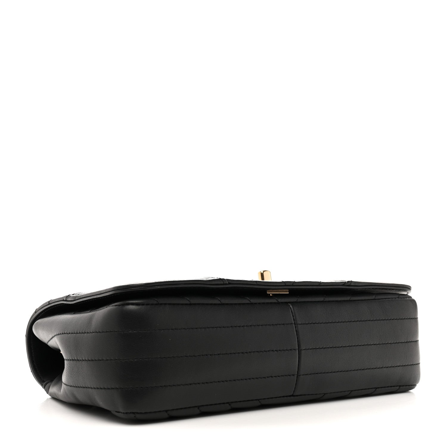 Calfskin Chevron Quilted Small Statement Flap Black