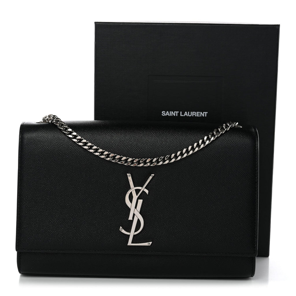 Grain De Poudre Medium Classic Monogram Kate Satchel Black