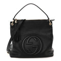 Pebbled Calfskin Large Soho Hobo Black
