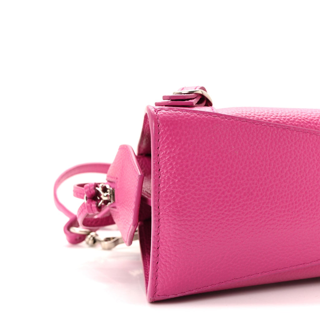 Grained Calfskin Neo Classic Silver Hardware Mini City Fuchsia