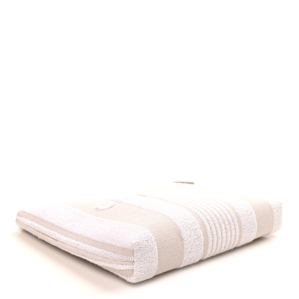 Canvas Terry Striped Travel Pouch Ivory