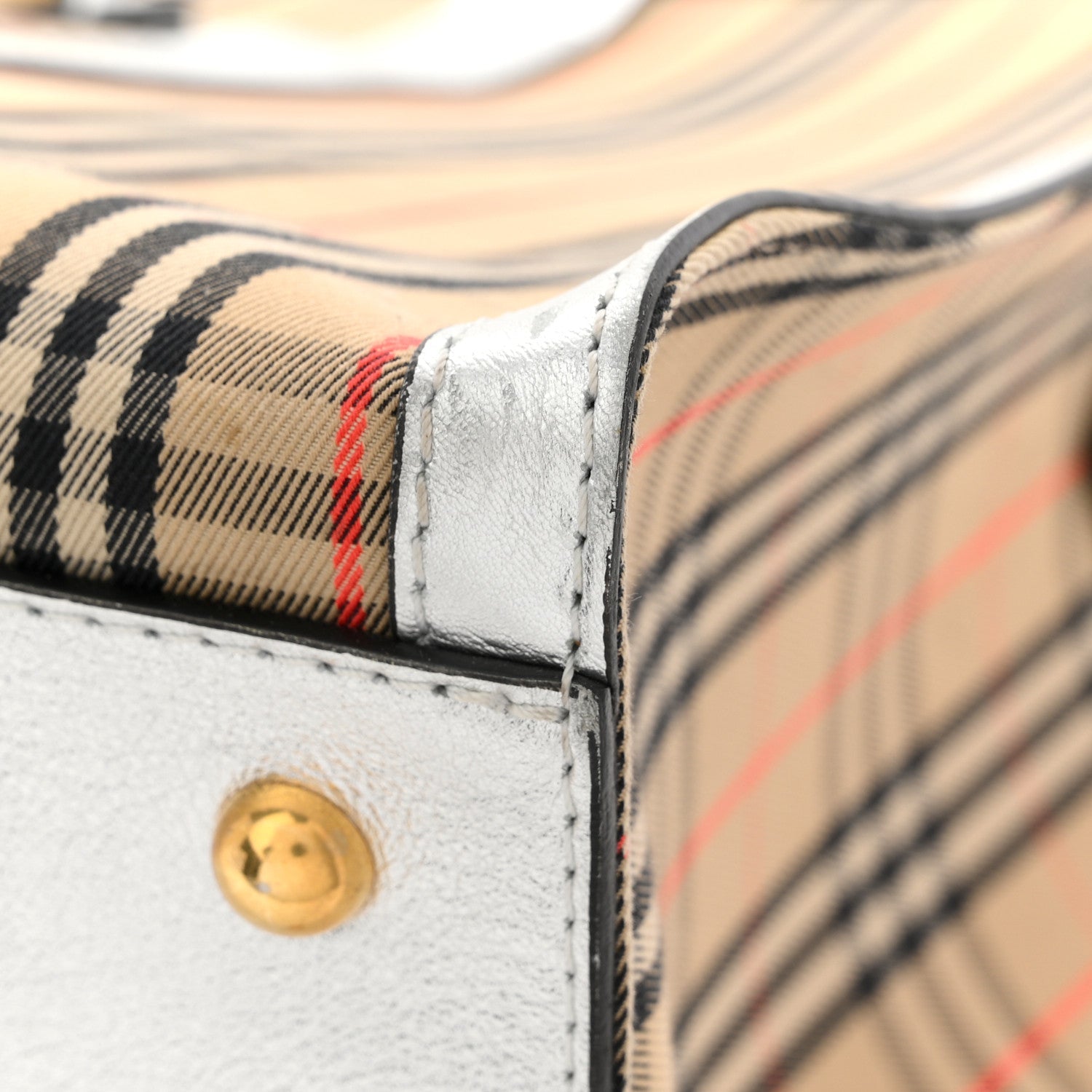 Metallic Calfskin 1983 Knight Check Link Zip Tote Silver