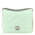 Calfskin Matelasse GG Marmont Mini Wallet On Chain Water Green