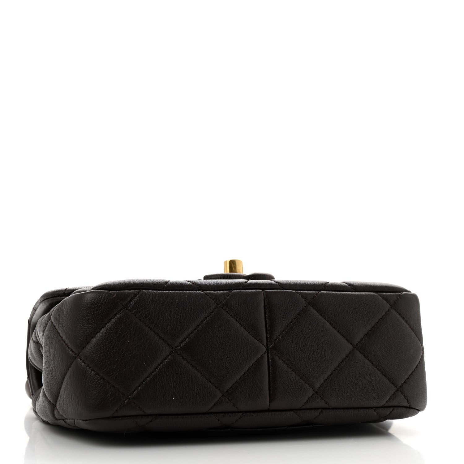 Lambskin Wenge Quilted Mini Fashion Wood Square Flap Dark Purple