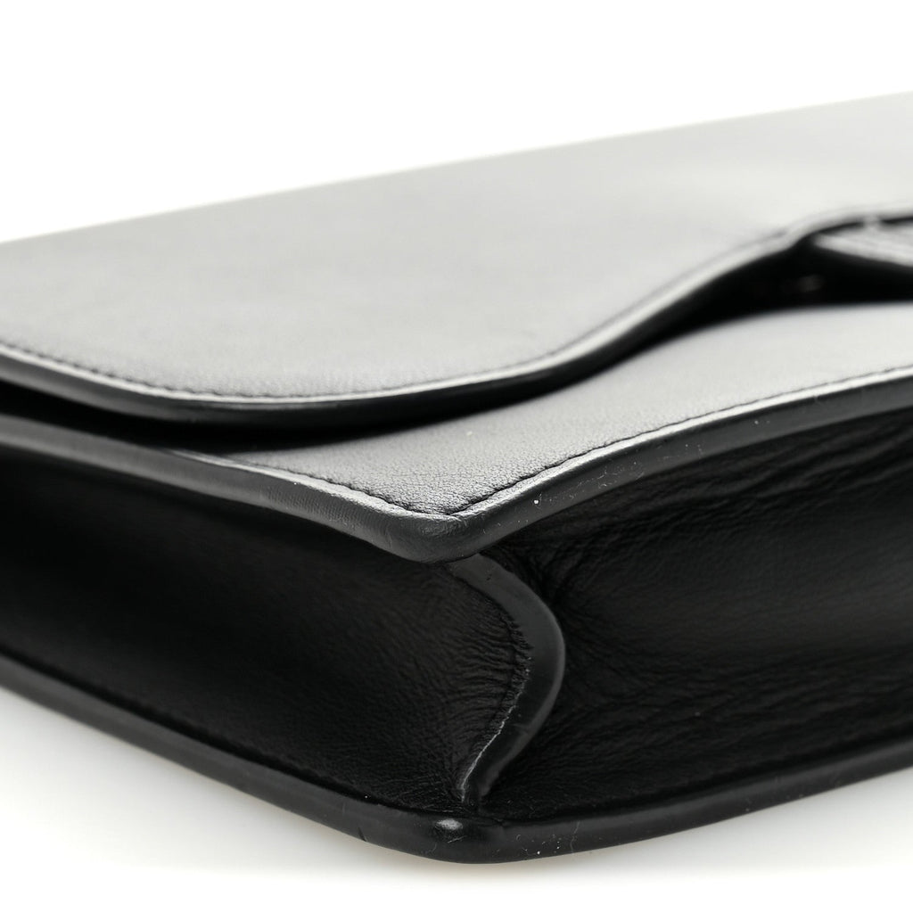 Ultra Matte Calfskin Saddle Chain Pouch Black