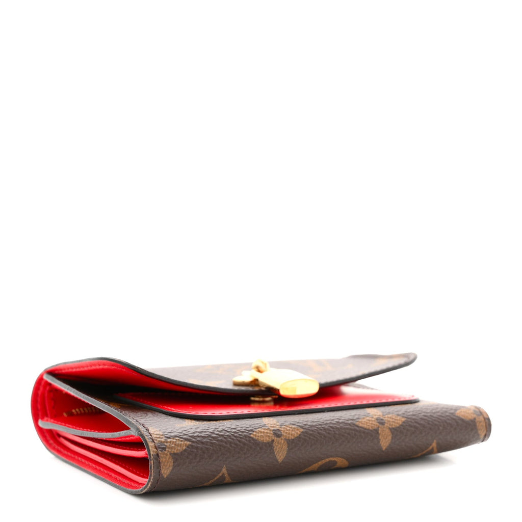 Monogram Flower Lock Compact Wallet Coquelicot